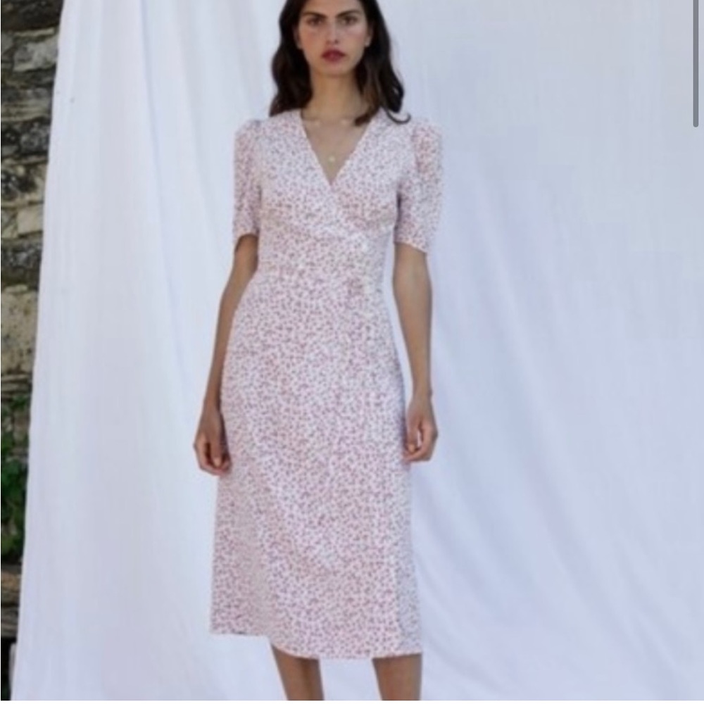 Rouje Pink Floral Wrap Dress